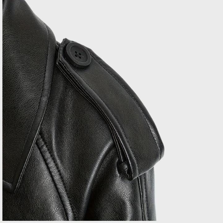 Cropped Biker Jacket with Wide Collar for Women