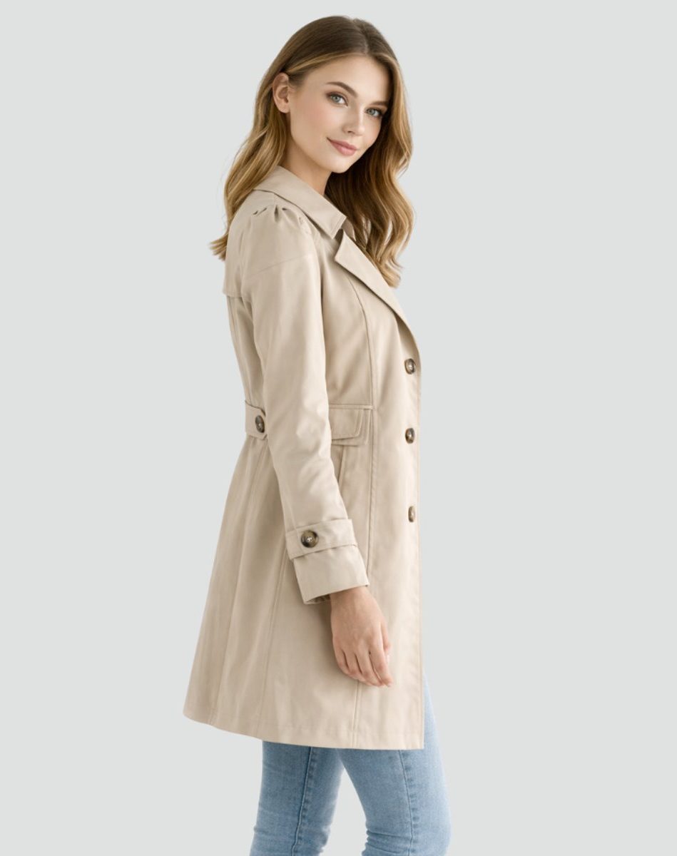 Double-Breasted Mid-Length Trench Coat for Women