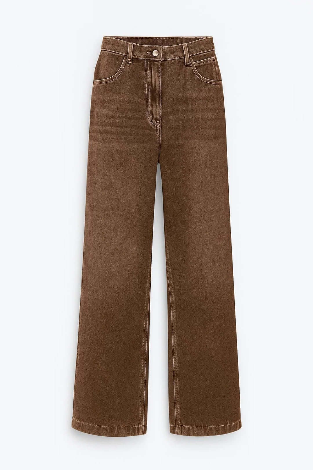 High-Waisted Wide-Leg Jeans in Brown for Women in Brown