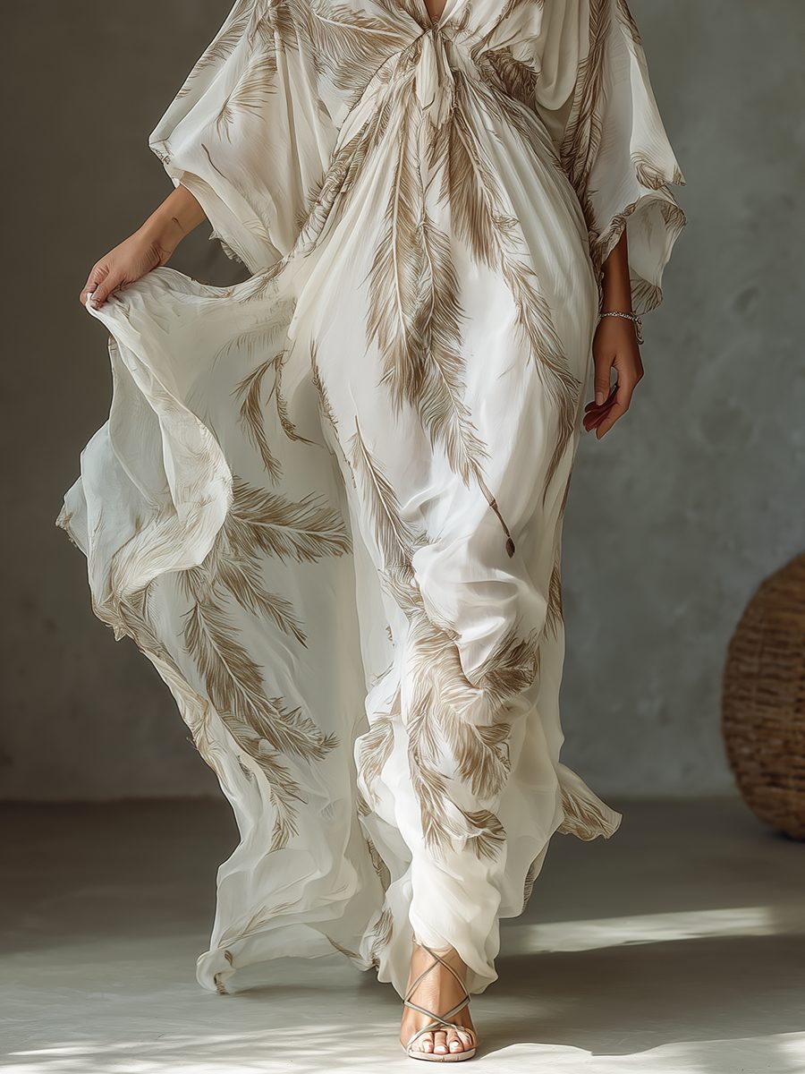 Maxi Dress with Twist Front and Dolman Sleeves for Women