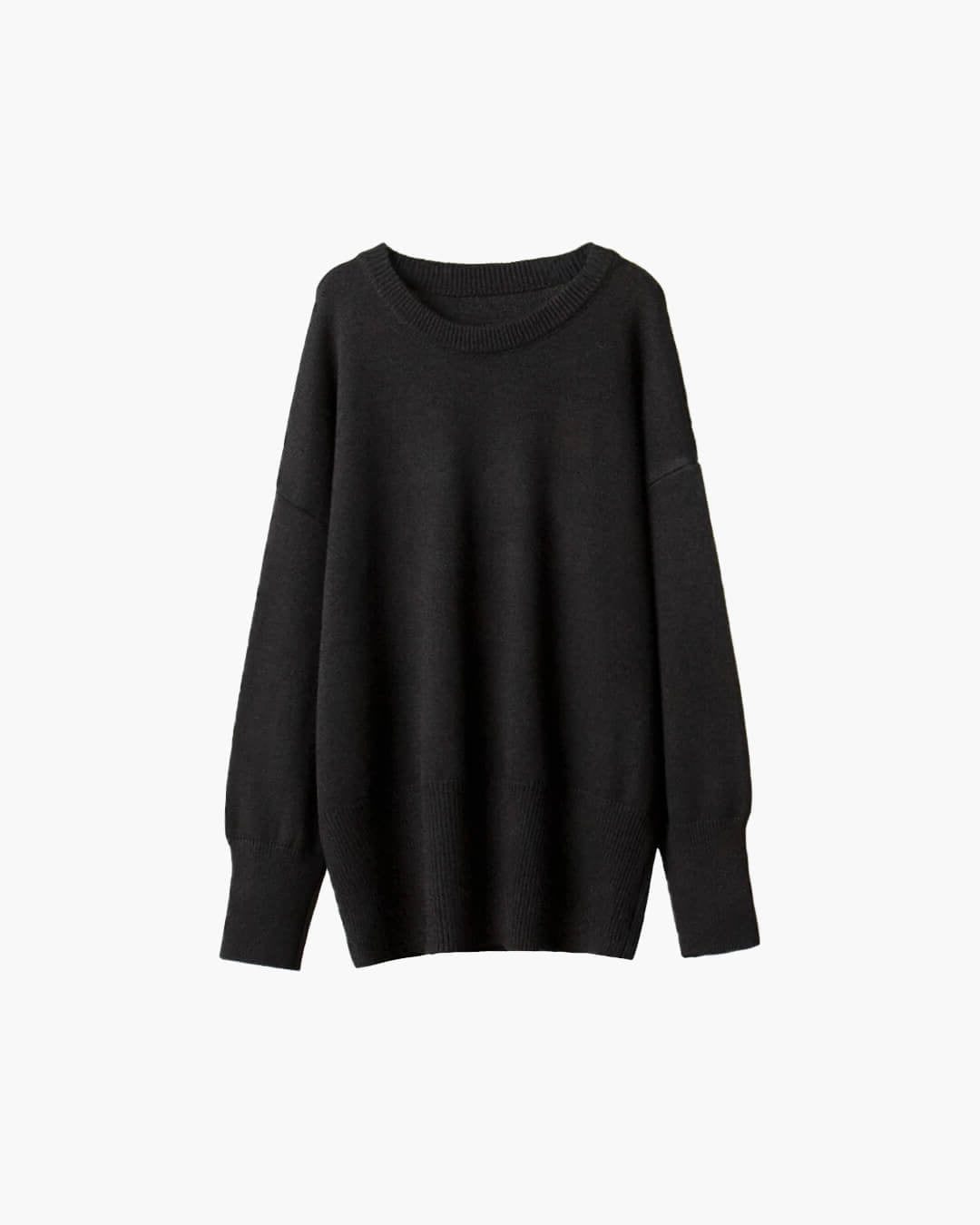 Ribbed Knit Oversized Jumper with Crew Neck for Women