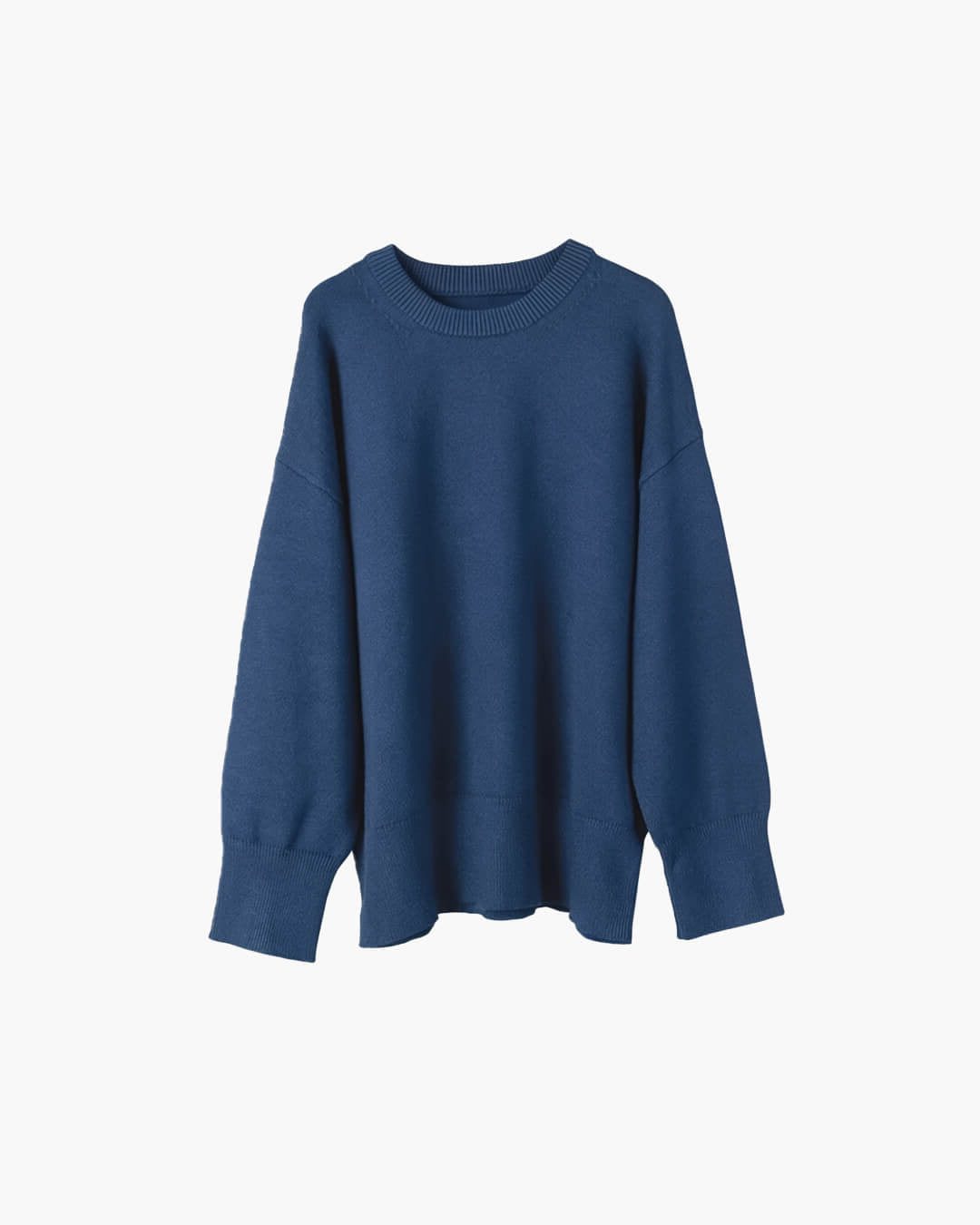 Ribbed Knit Oversized Jumper with Crew Neck for Women