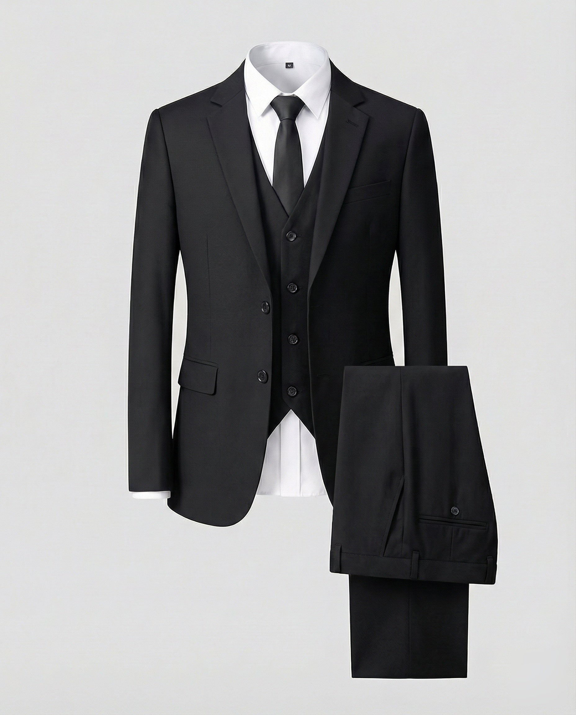 Three-Piece Suit Set with Waistcoat and Trousers for Men in White