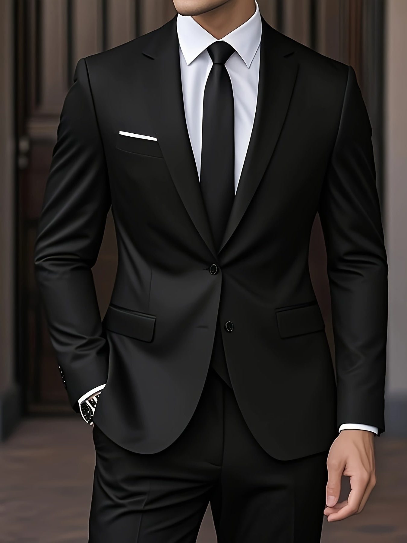 Two-Piece Tailored Blazer Suit with Notch Lapels for Men
