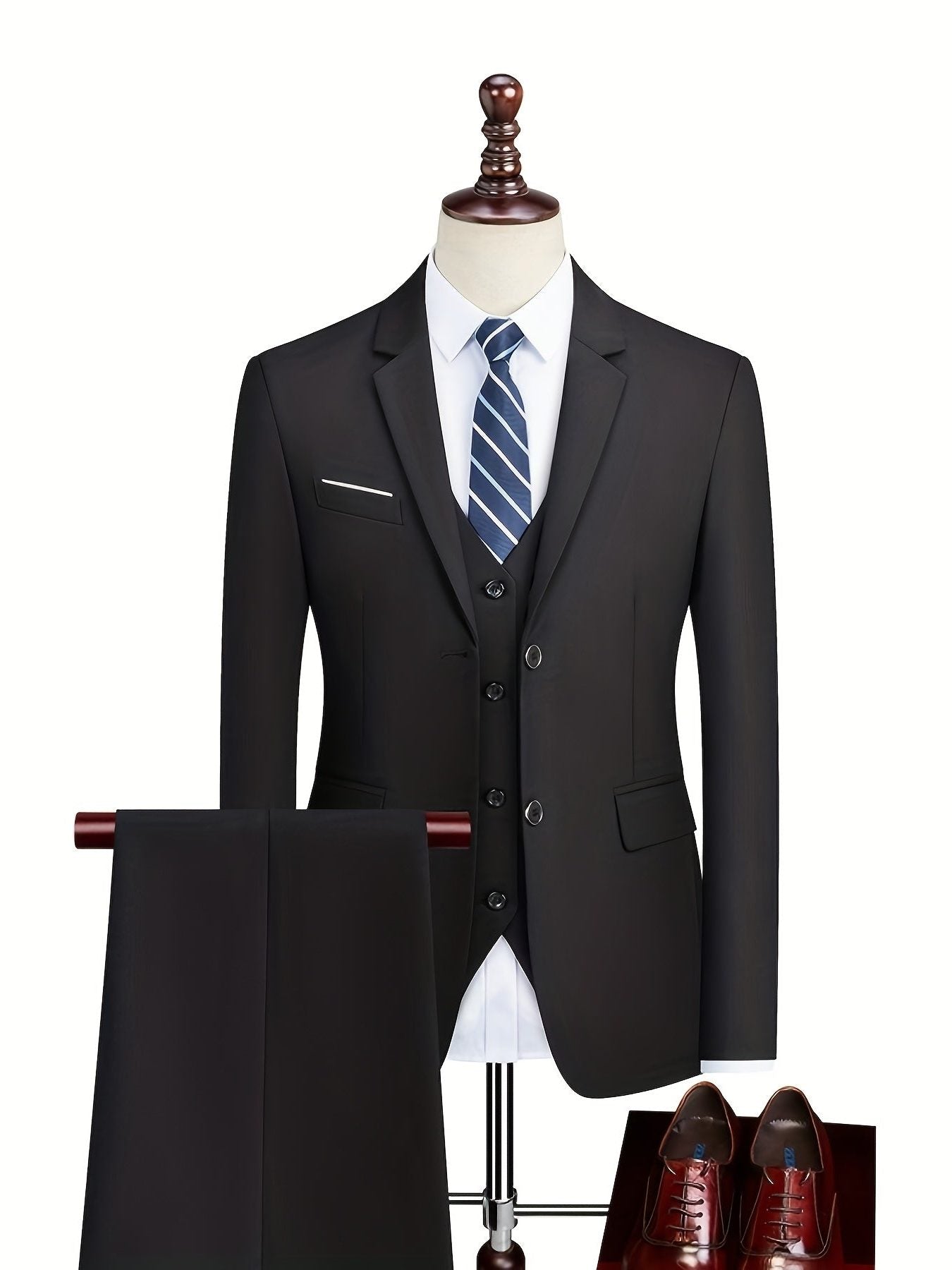 Two-Piece Tailored Blazer Suit with Notch Lapels for Men