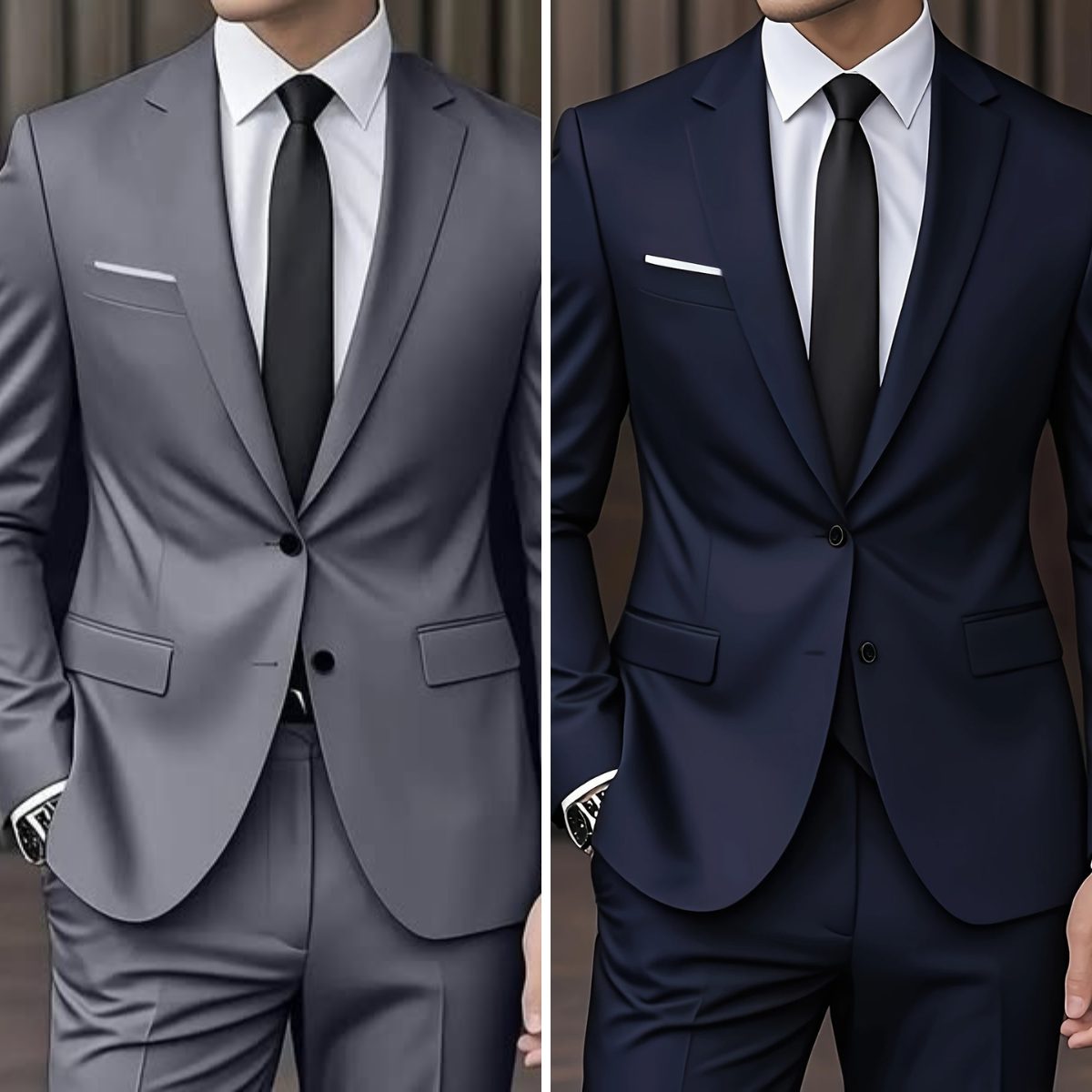 Two-Piece Tailored Blazer Suit with Notch Lapels for Men