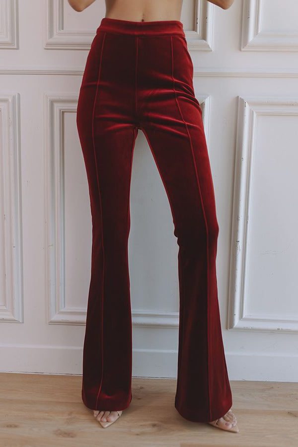 Velvet Blazer Set with Flared Trousers for Women