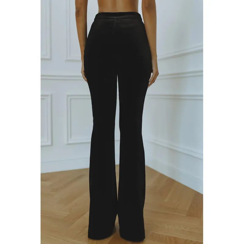 Velvet Blazer Set with Flared Trousers for Women