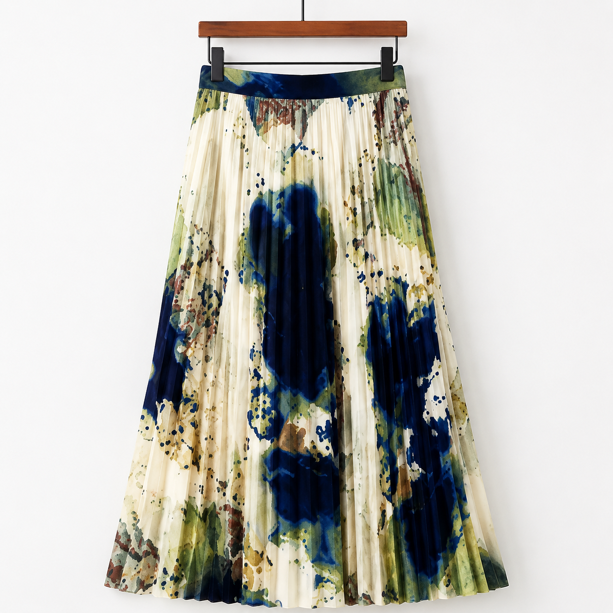 Wedding Guest Patterned Pleated Maxi Skirt for Women