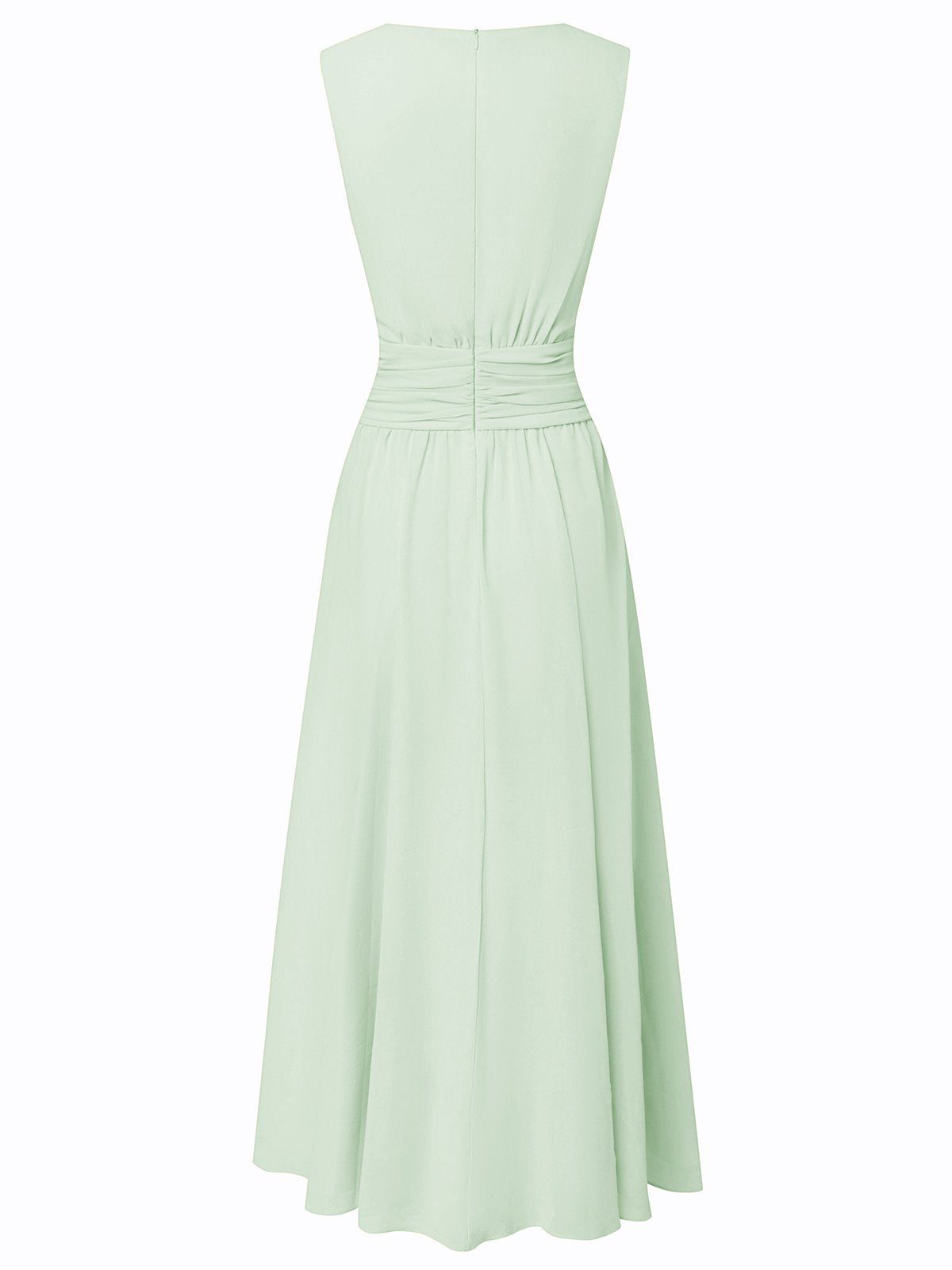 Wedding Guest Sleeveless A-Line Maxi Dress with Ruched Waist for Women