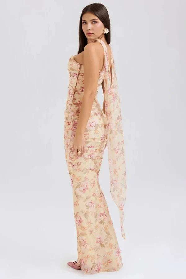 Wedding Guest Strapless Maxi Dress for Women with Bodycon Fit
