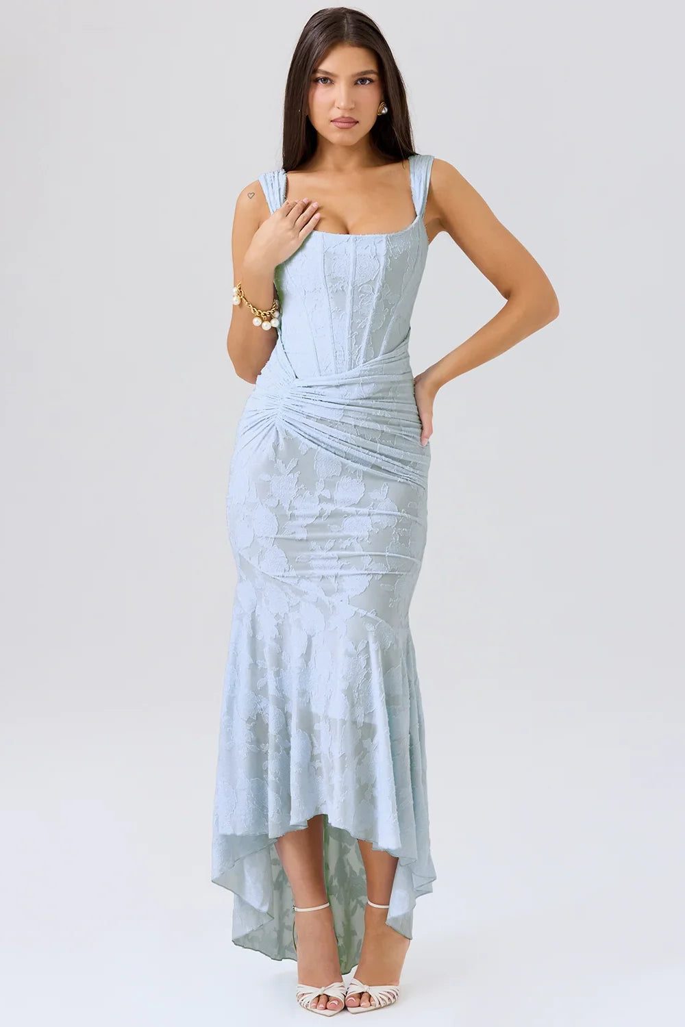 Wedding Guest Wrap Midi Dress for Women with Scoop Neckline