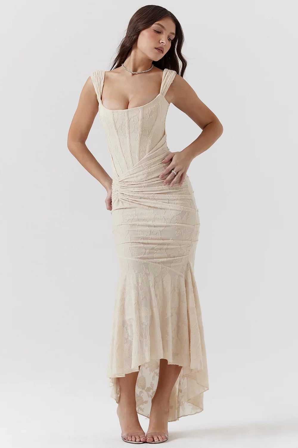 Wedding Guest Wrap Midi Dress for Women with Scoop Neckline