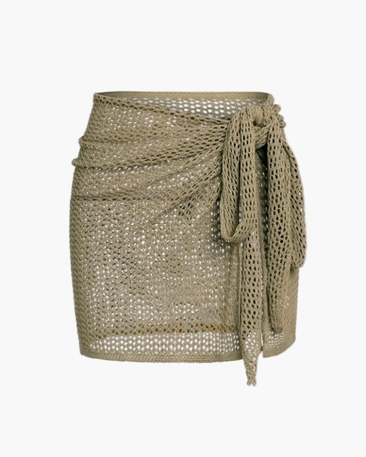 Crochet Cover Up Skirt with Hollow Straps for Women in Khaki