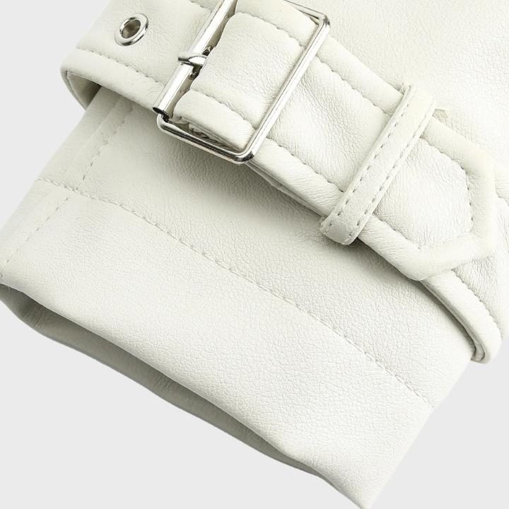 Cropped Biker Jacket with Wide Collar for Women