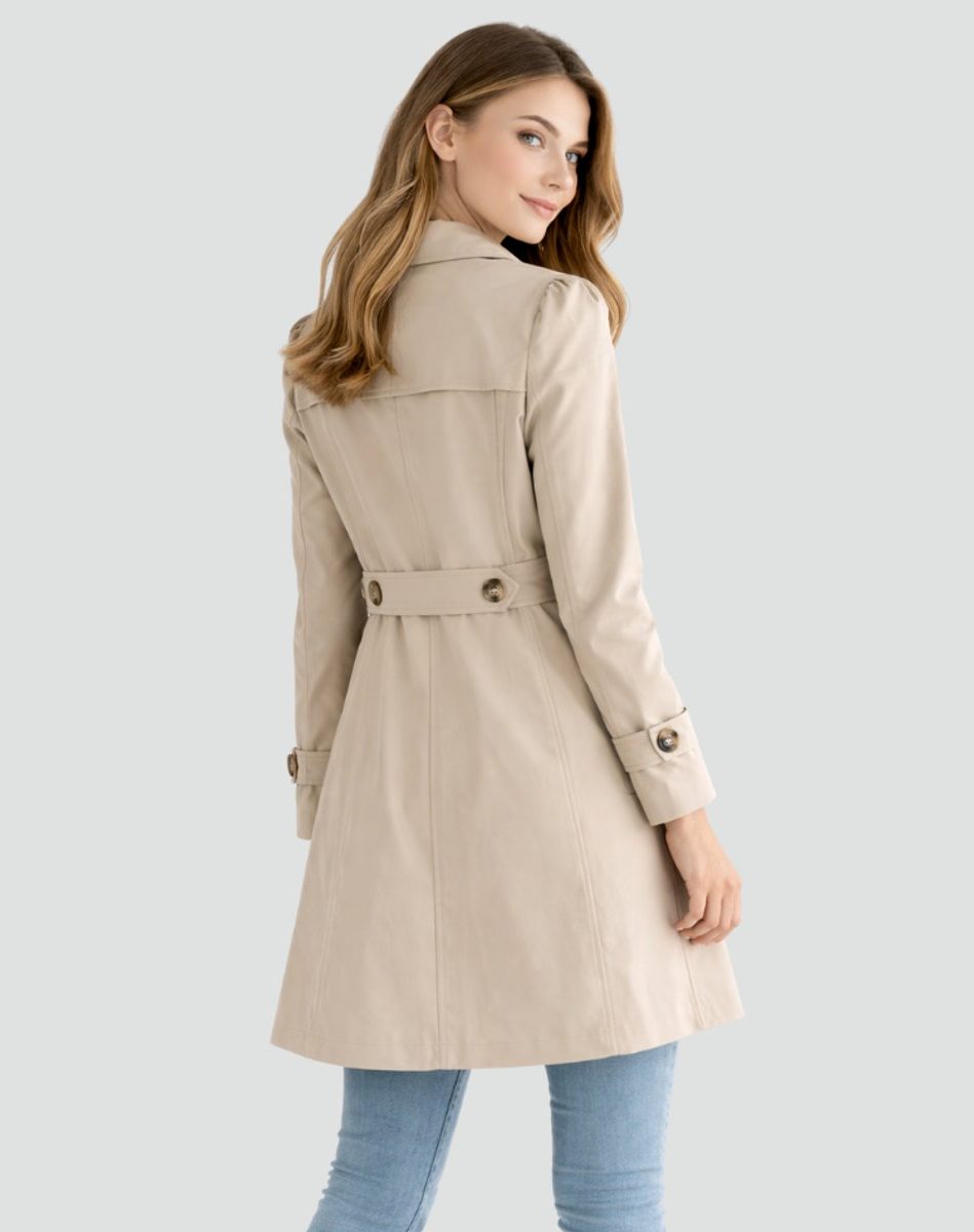 Double-Breasted Mid-Length Trench Coat for Women