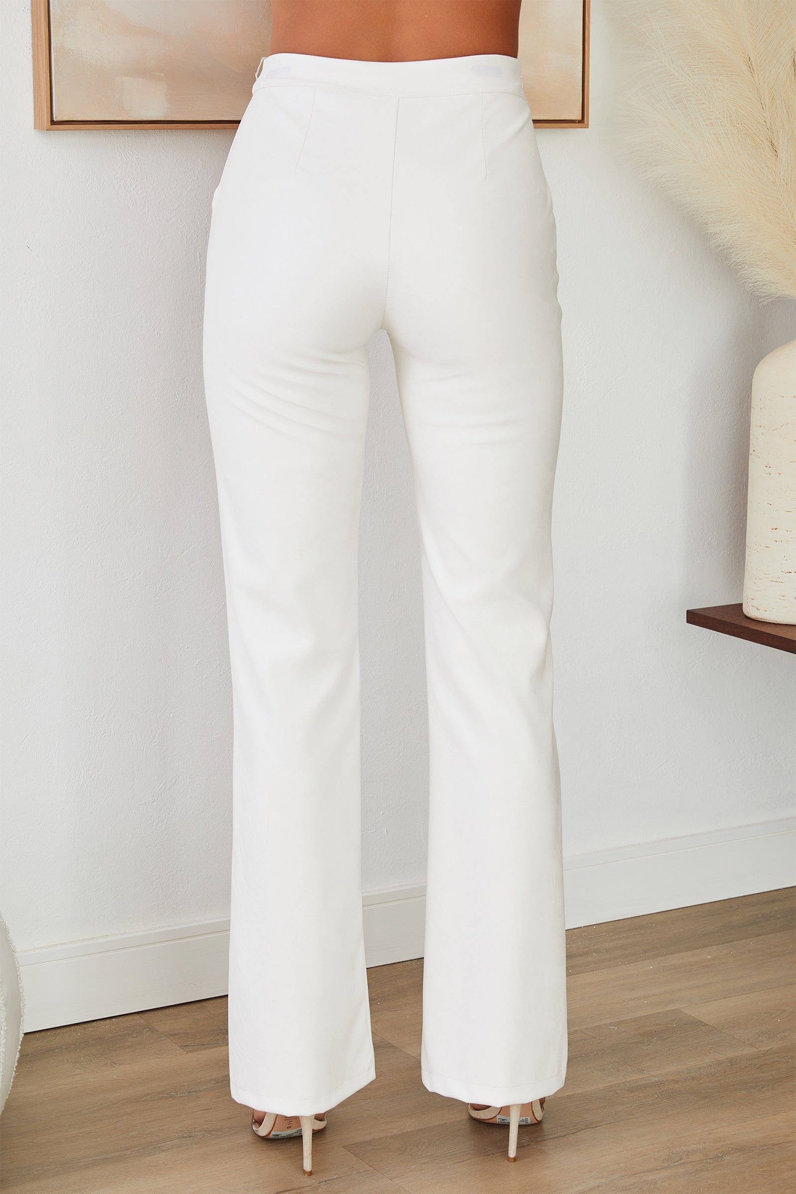 Faux Leather Straight Leg Trousers with High Waist for Women