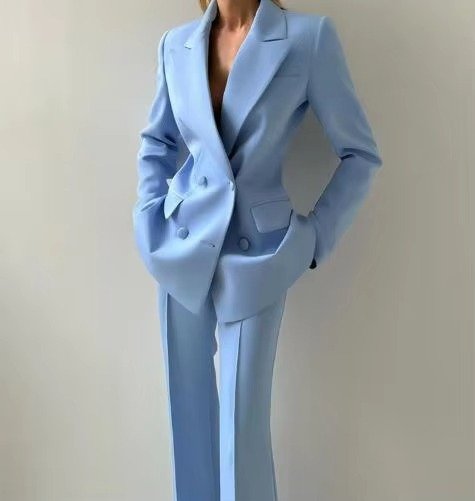 Flared Blazer Set with High Waist and Single Button for Women