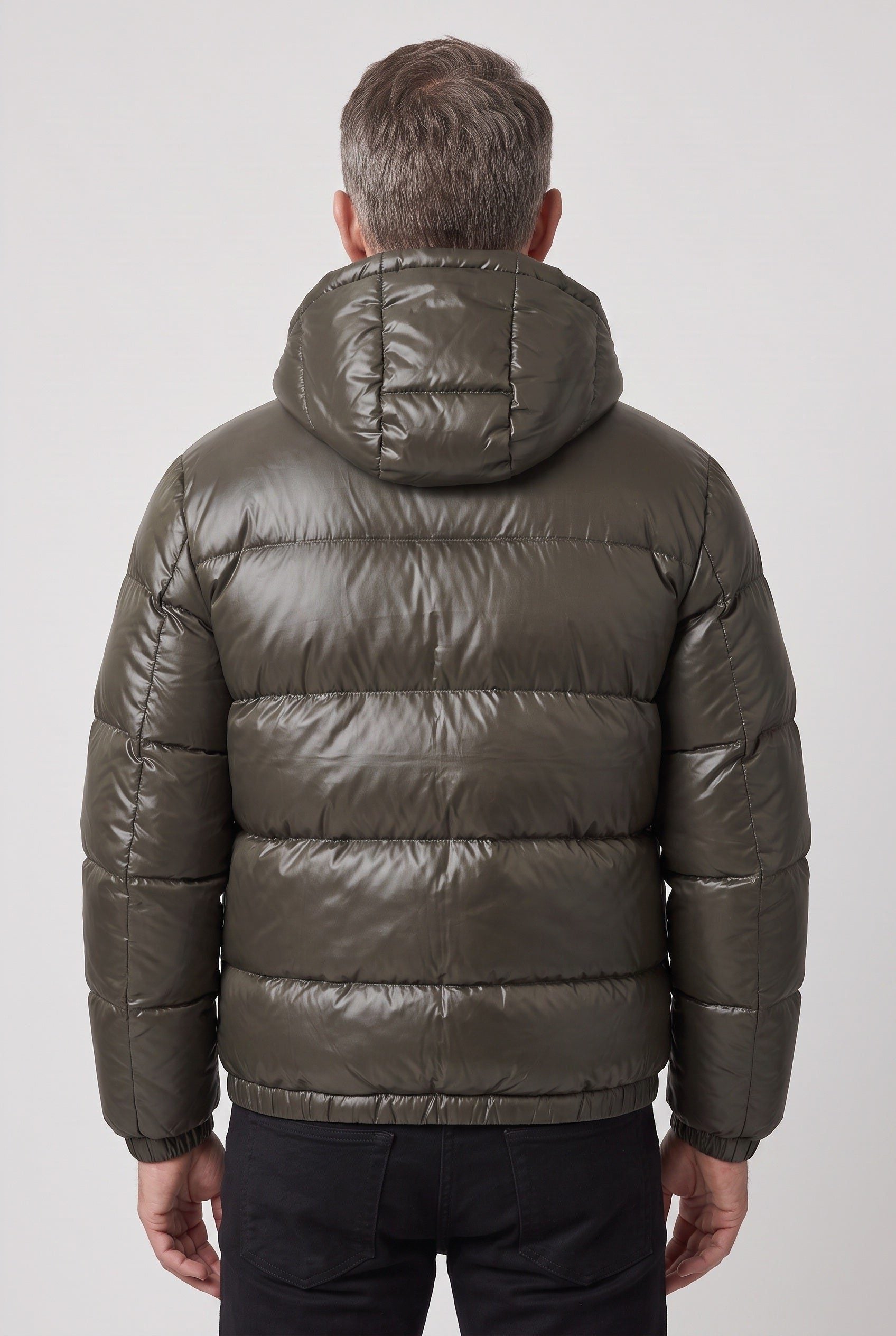 Hooded Puffer Jacket with Padded Quilting for Men