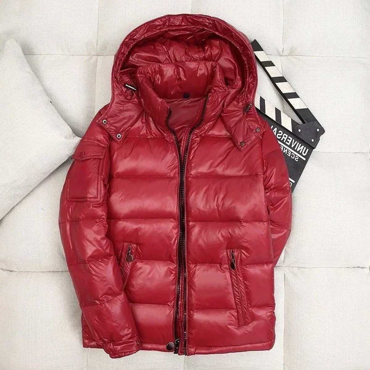 Quilted Hooded Down Puffer Jacket with Warm Padding for Men