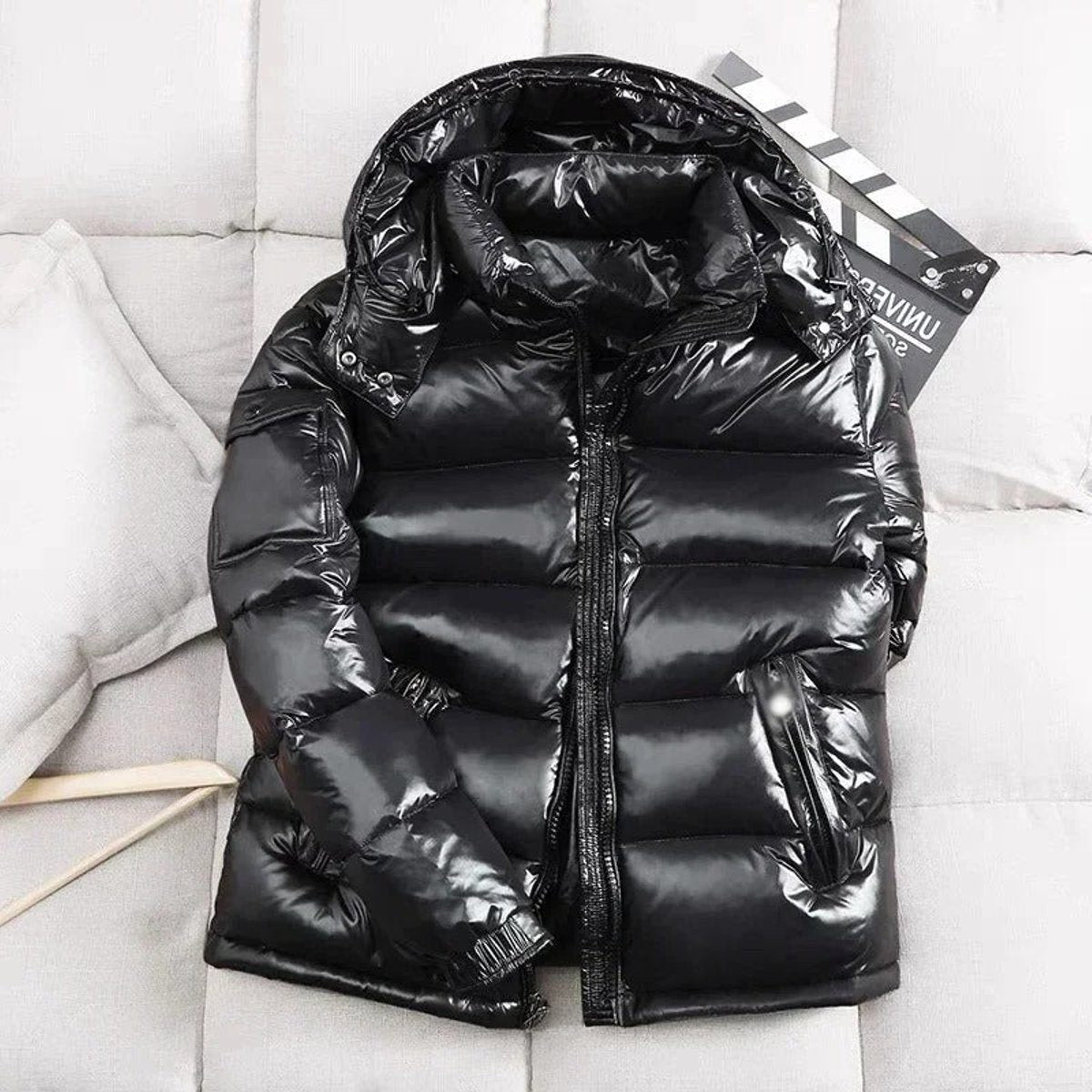 Quilted Hooded Down Puffer Jacket with Warm Padding for Men