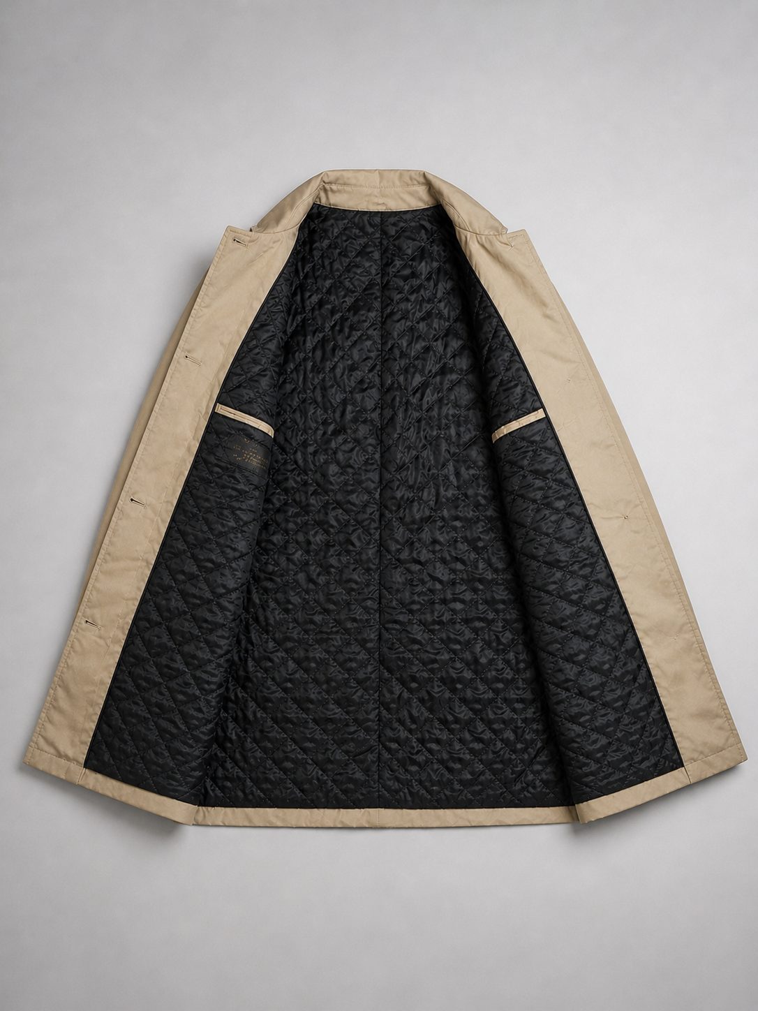Single-Breasted Trench Coat with Spread Collar for Men