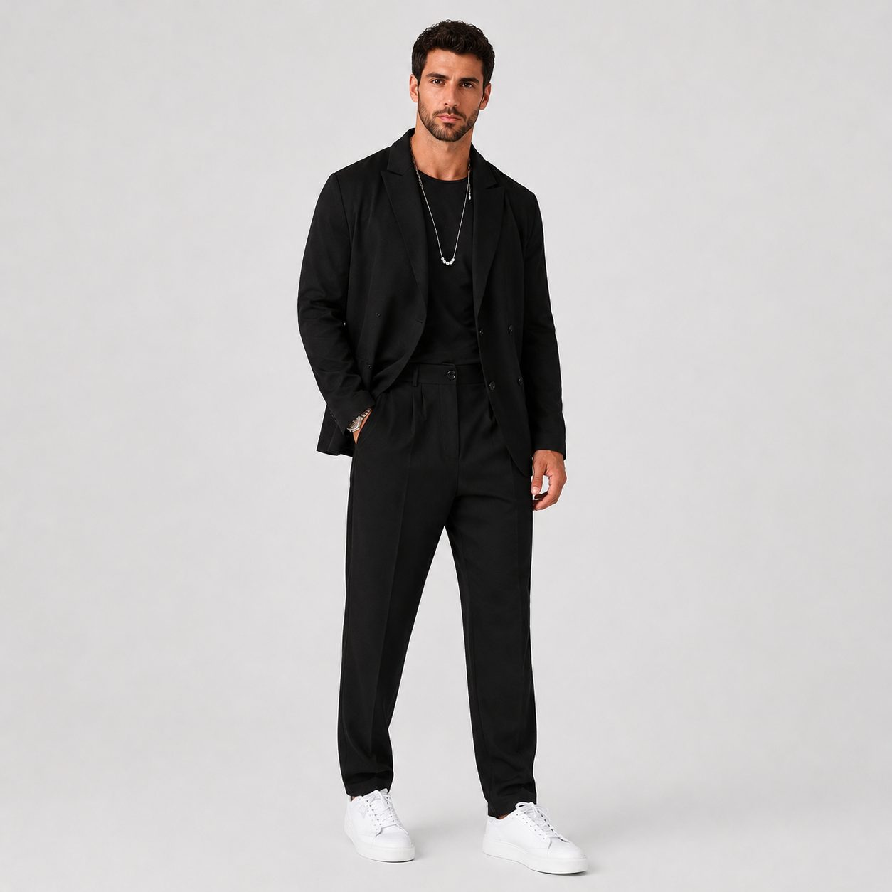 Slim Fit Blazer and Trouser Two-Piece Set for Men