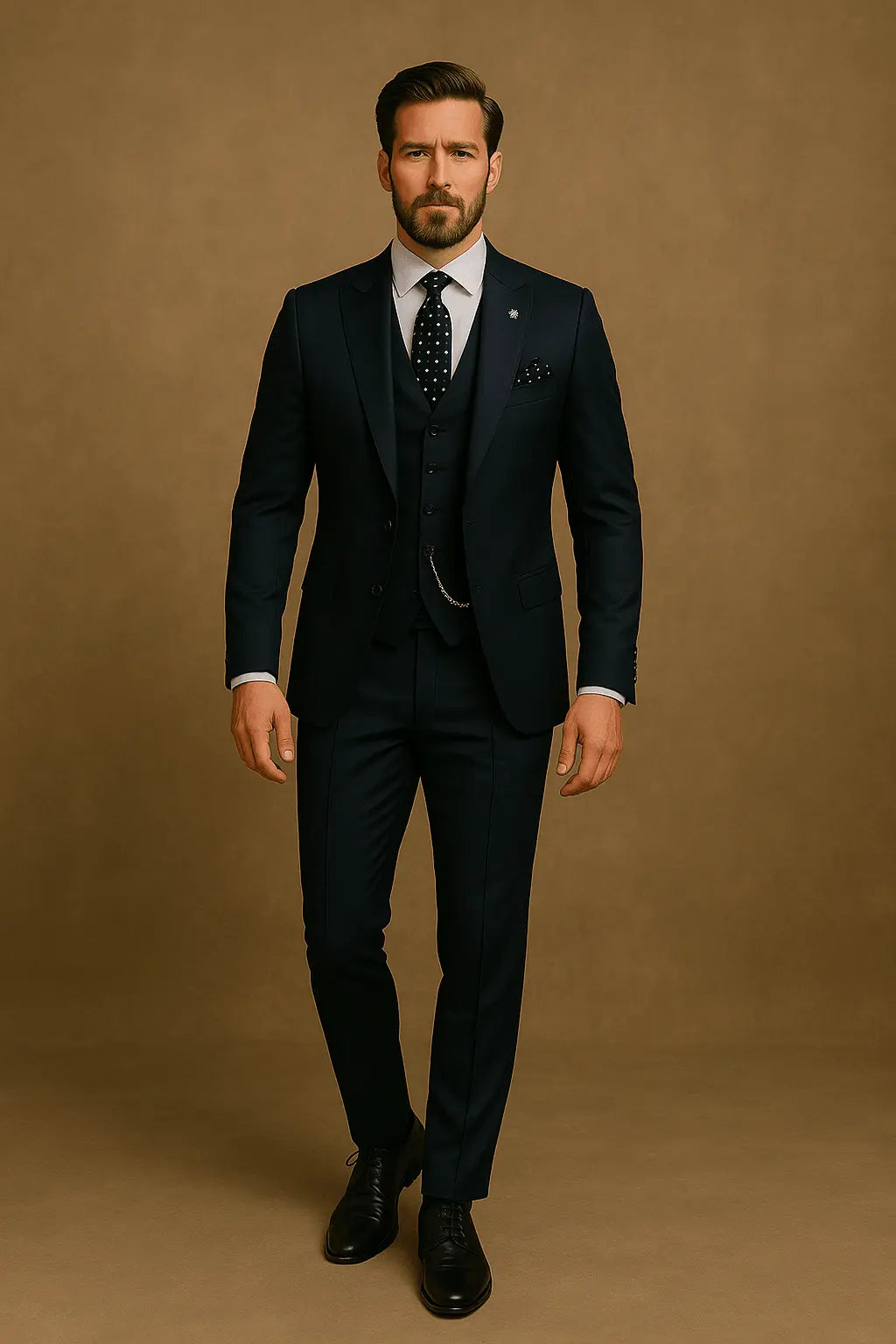 Slim Fit Three-Piece Suit with Waistcoat for Men