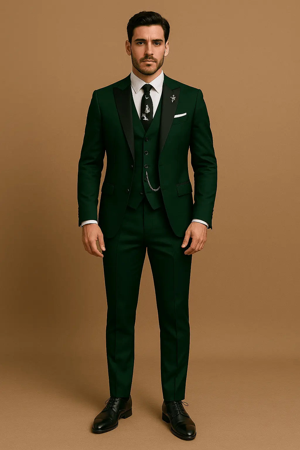 Slim Fit Three-Piece Suit with Waistcoat for Men