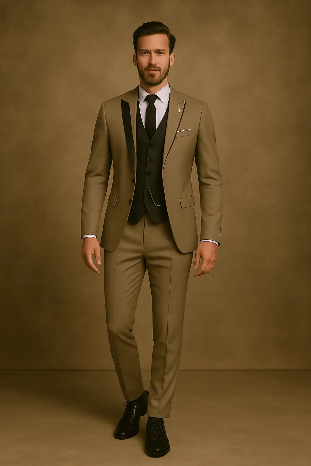 Slim Fit Three-Piece Suit with Waistcoat for Men