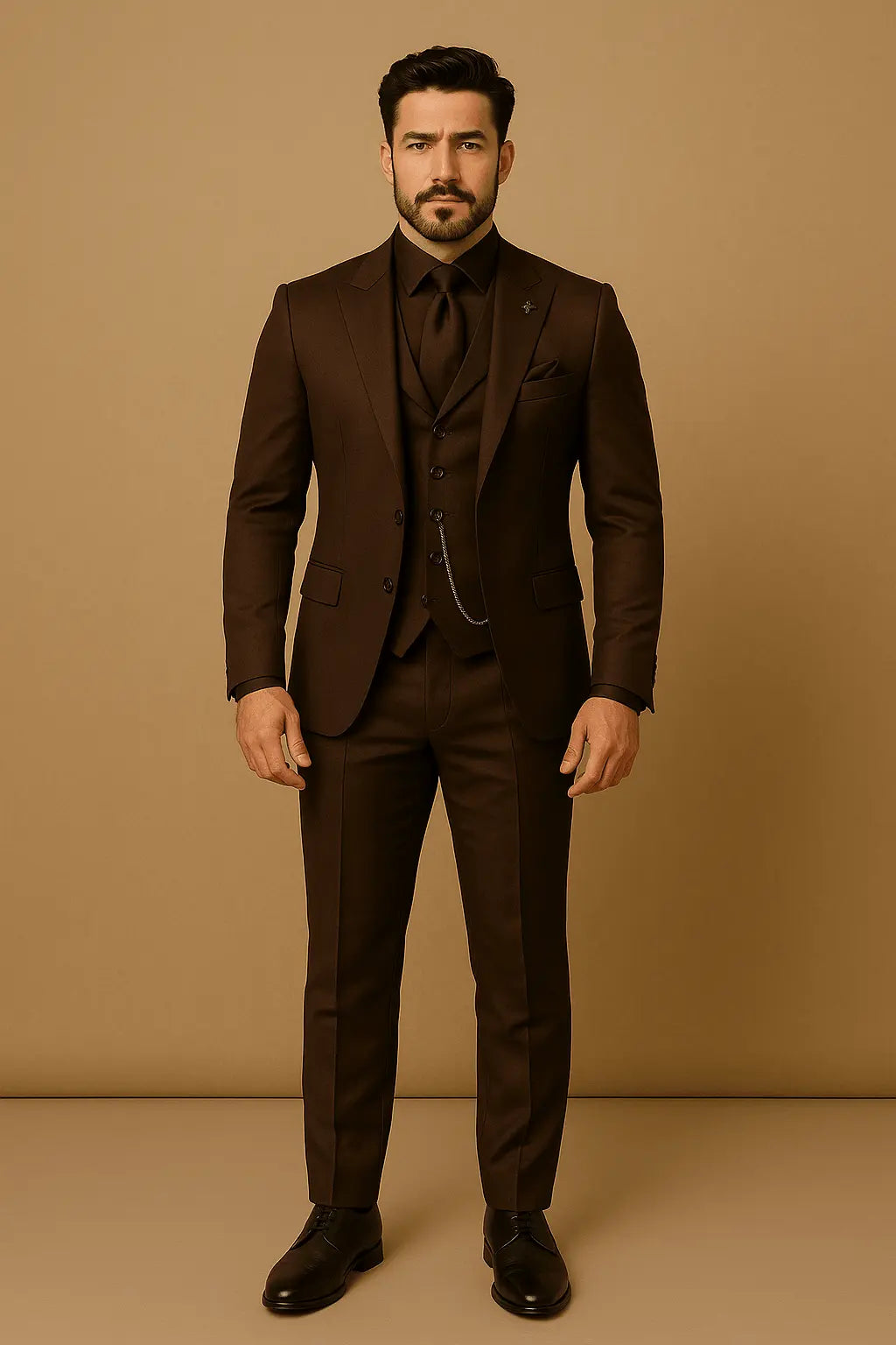 Slim Fit Three-Piece Suit with Waistcoat for Men