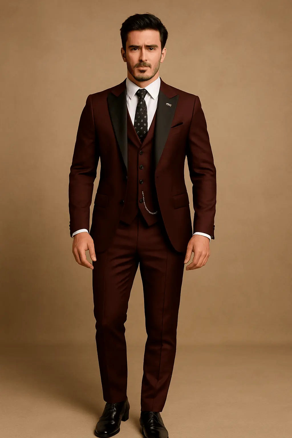 Slim Fit Three-Piece Suit with Waistcoat for Men