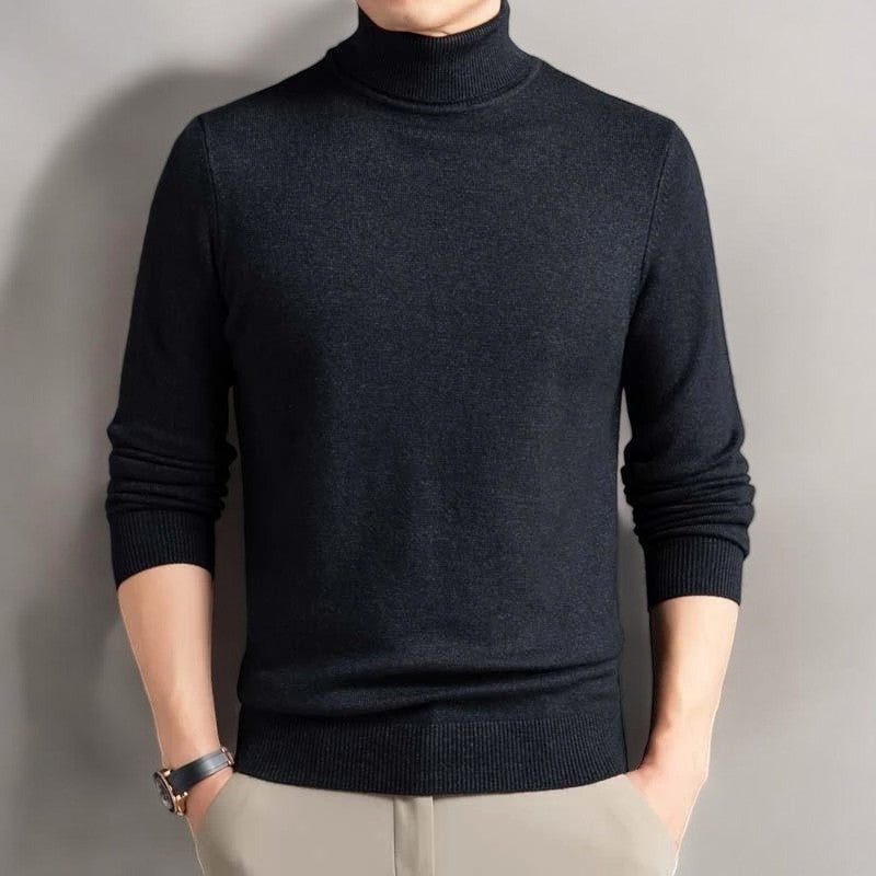 Structured Knit Casual Sweater Jumper with Roll Neck for Women