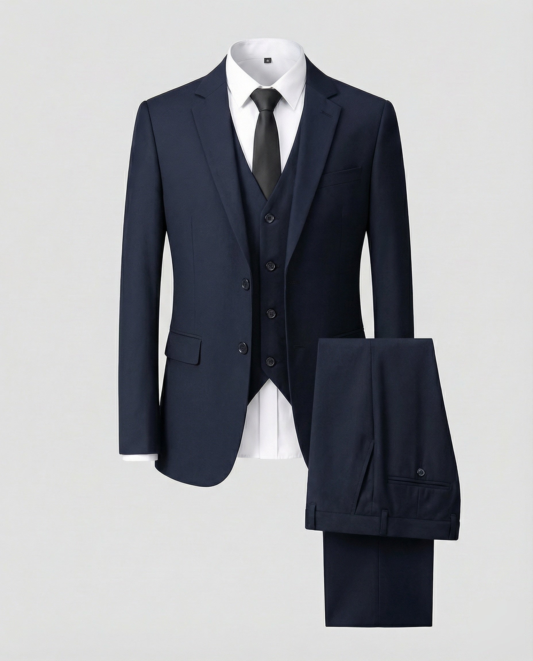 Three-Piece Suit Set with Waistcoat and Trousers for Men in Grey