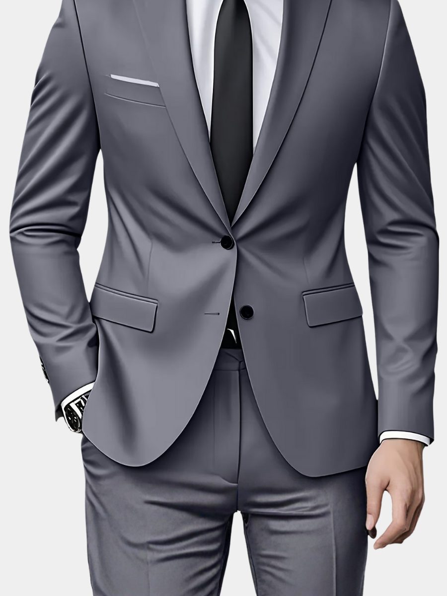 Two-Piece Tailored Blazer Suit with Notch Lapels for Men