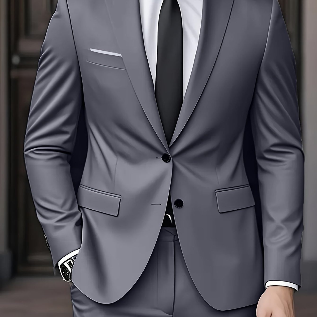 Two-Piece Tailored Blazer Suit with Notch Lapels for Men