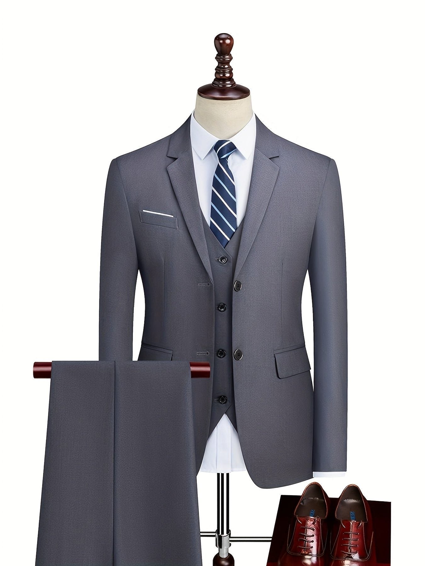 Two-Piece Tailored Blazer Suit with Notch Lapels for Men