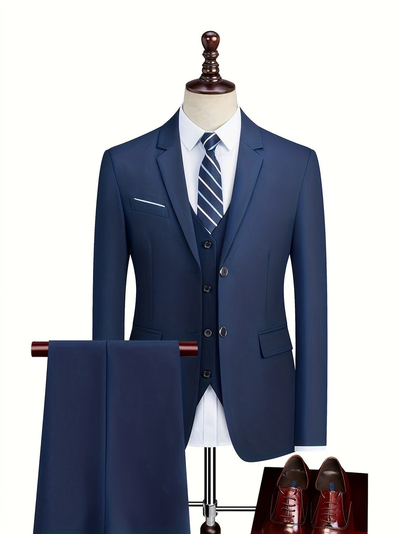 Two-Piece Tailored Blazer Suit with Notch Lapels for Men