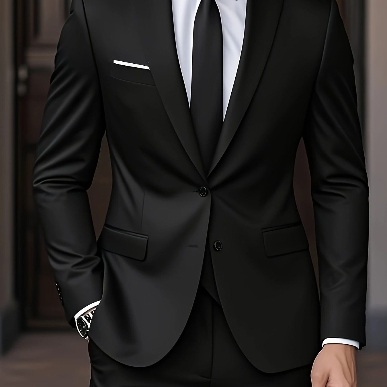 Two-Piece Tailored Blazer Suit with Notch Lapels for Men