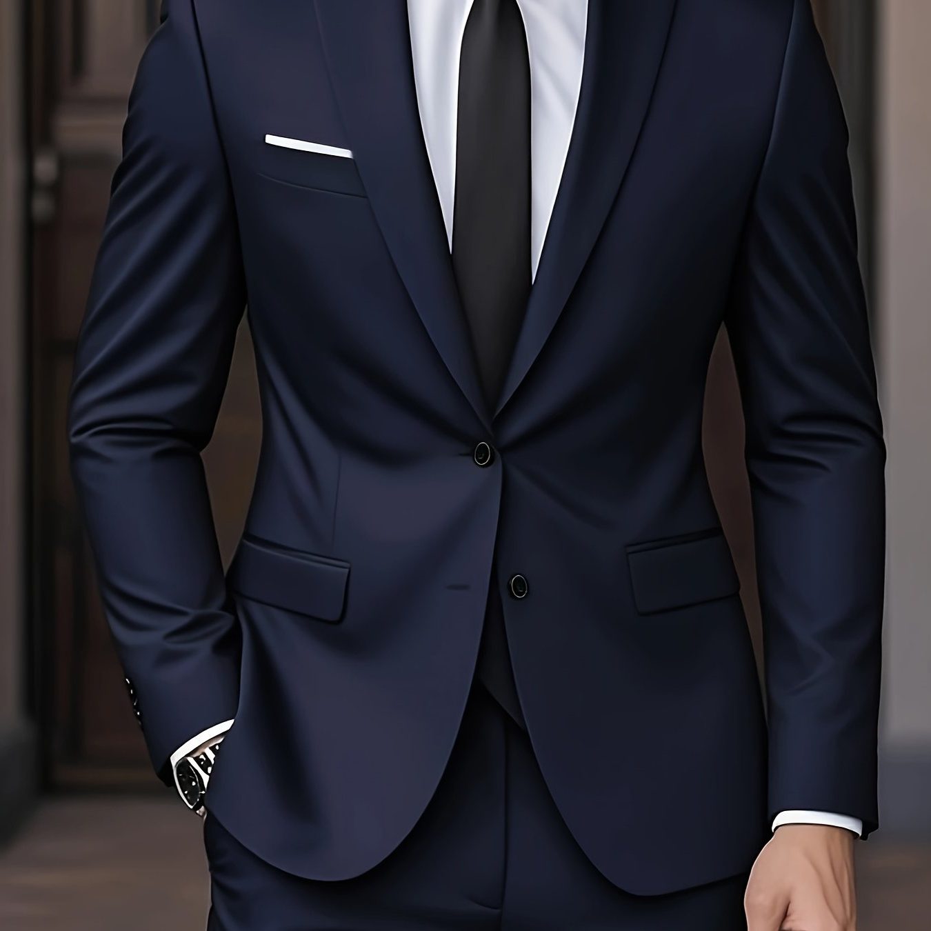 Two-Piece Tailored Blazer Suit with Notch Lapels for Men