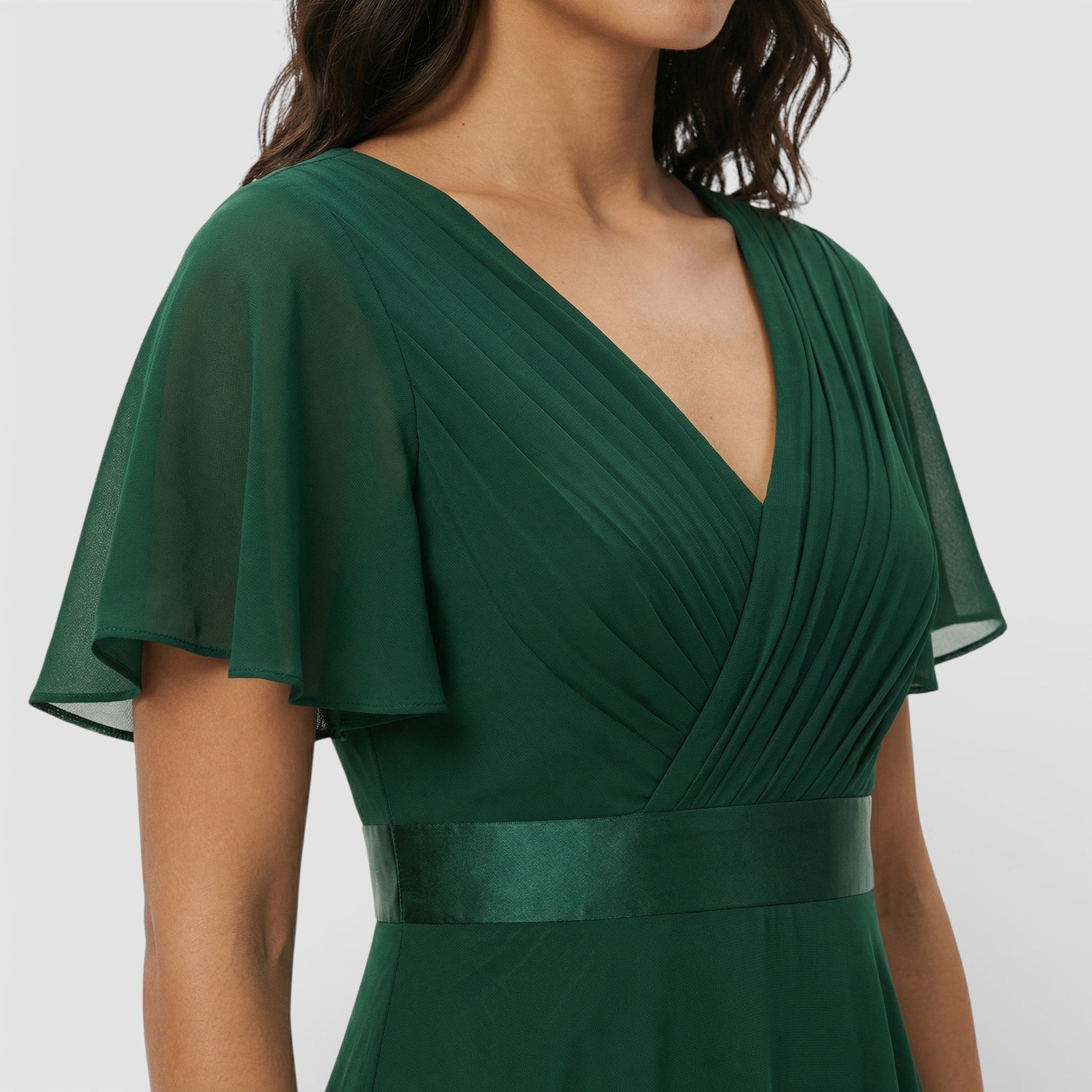 Wedding Guest Pleated Maxi Dress with V-Neck for Women