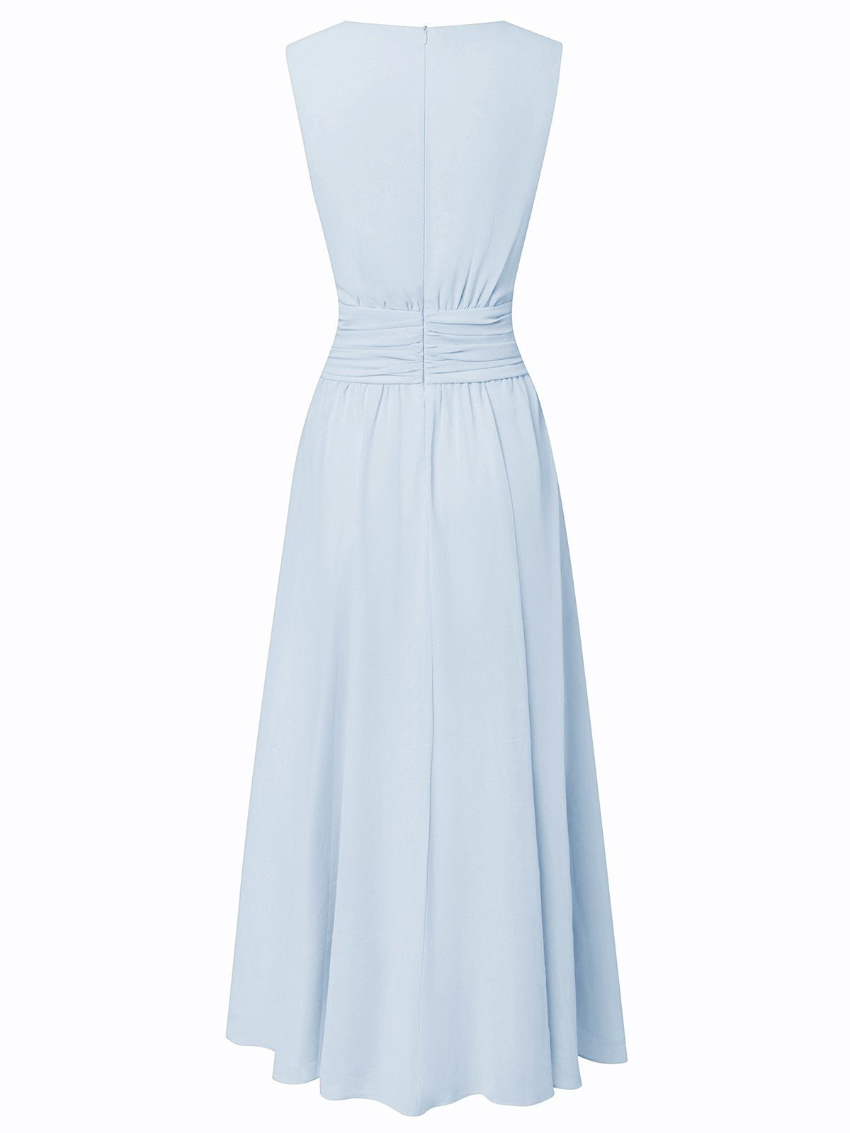 Wedding Guest Sleeveless A-Line Maxi Dress with Ruched Waist for Women