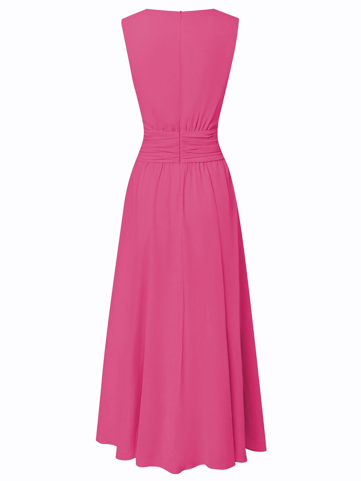 Wedding Guest Sleeveless A-Line Maxi Dress with Ruched Waist for Women