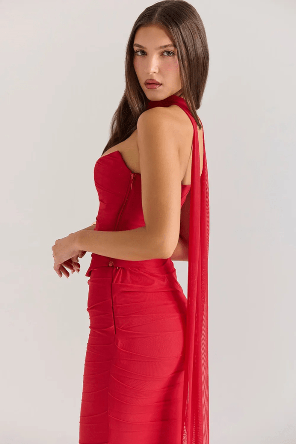 Wedding Guest Strapless Maxi Dress for Women with Bodycon Fit