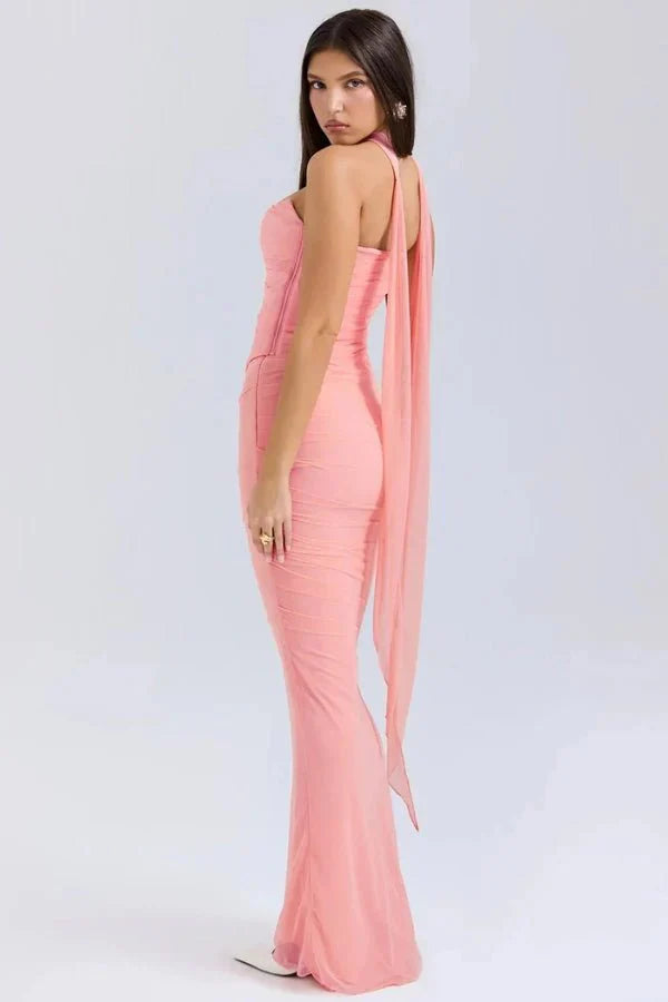 Wedding Guest Strapless Maxi Dress for Women with Bodycon Fit