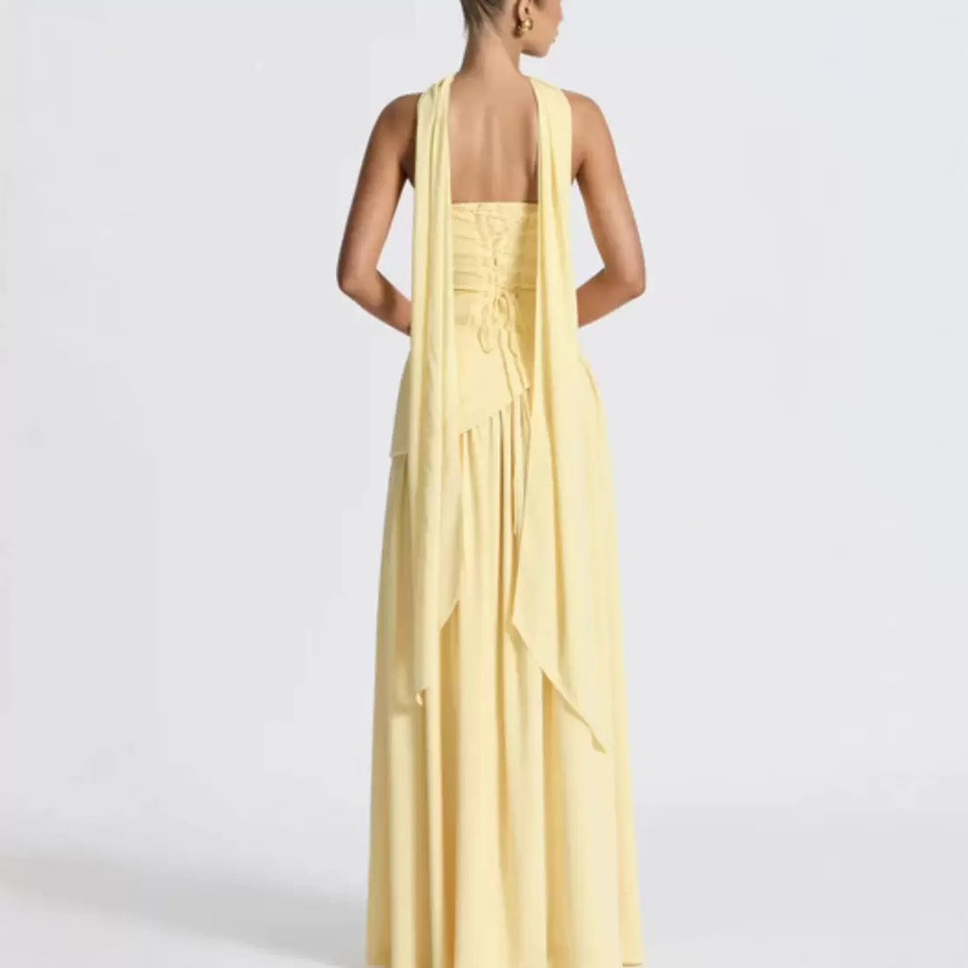 Wedding Guest Strapless Maxi Dress with Leg Split for Women