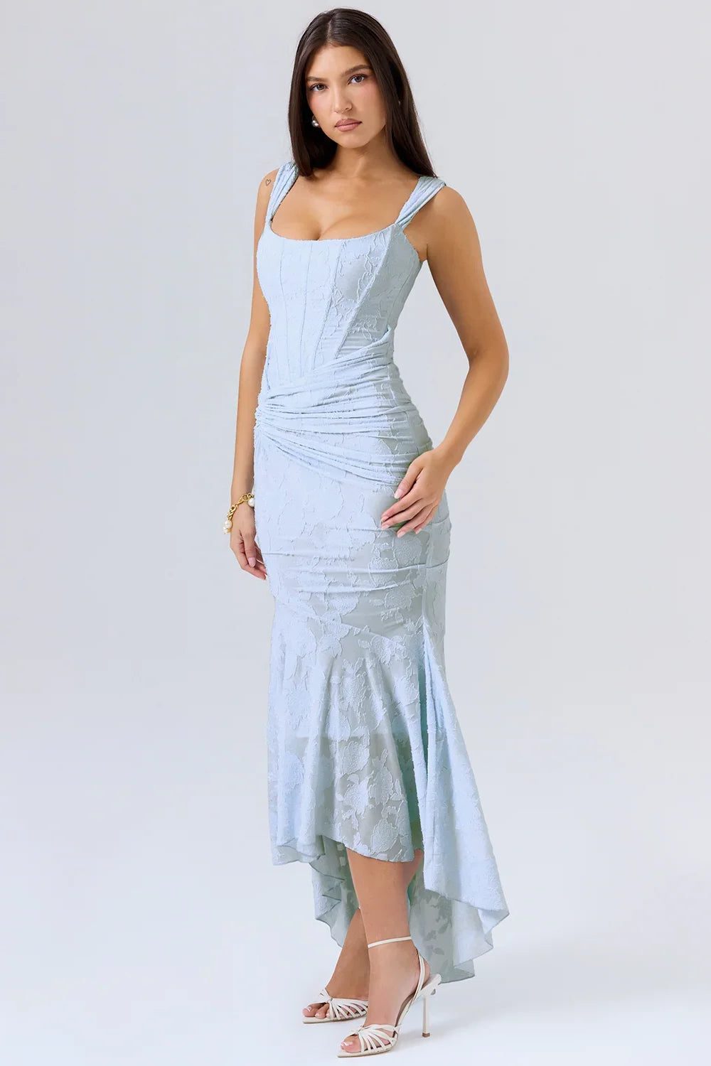 Wedding Guest Wrap Midi Dress for Women with Scoop Neckline