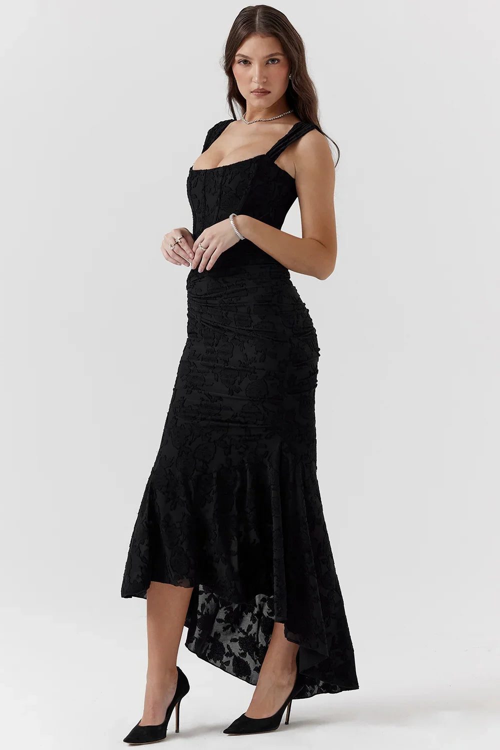 Wedding Guest Wrap Midi Dress for Women with Scoop Neckline