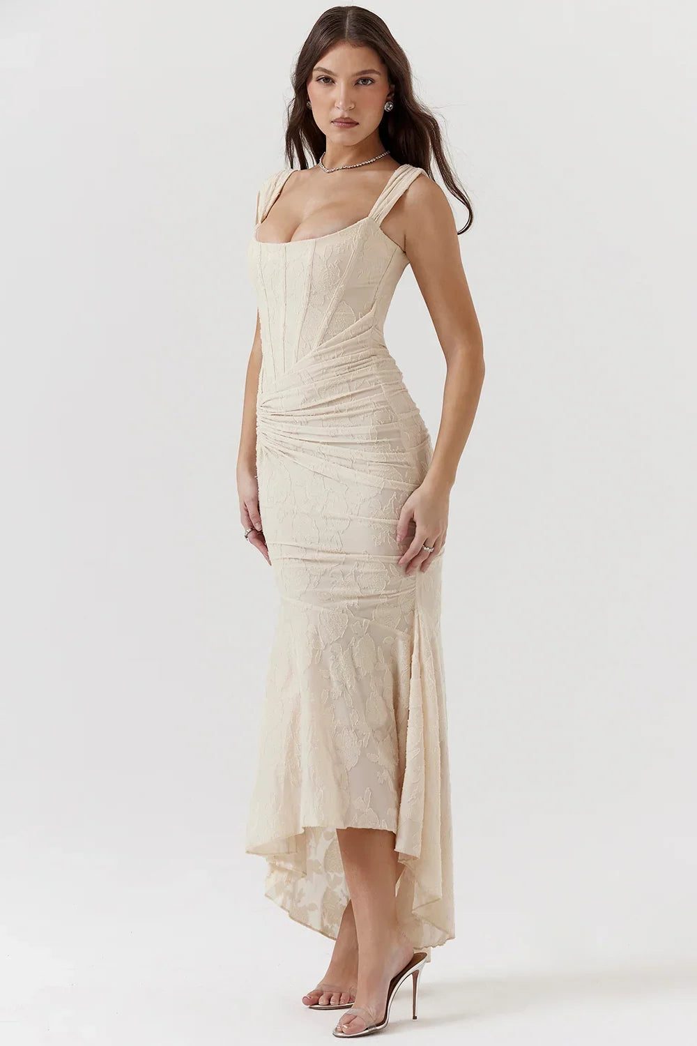 Wedding Guest Wrap Midi Dress for Women with Scoop Neckline