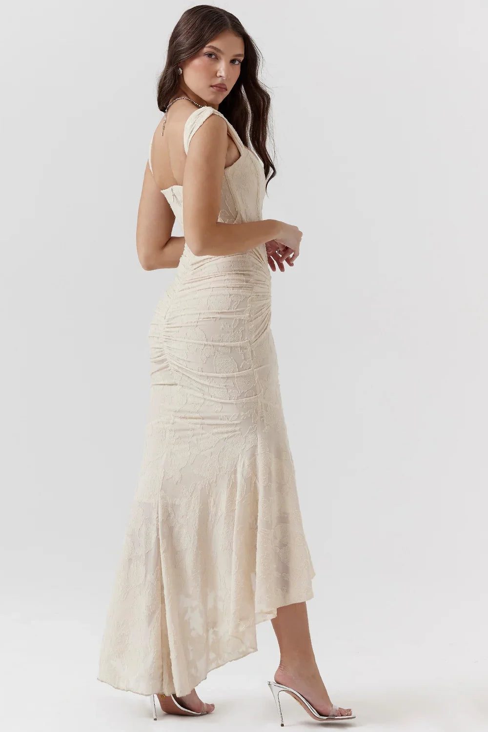 Wedding Guest Wrap Midi Dress for Women with Scoop Neckline